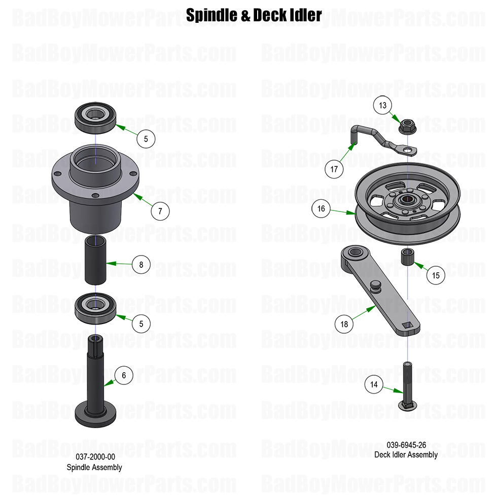 3980 - Bad Boy Mower Parts Lookup > 2025 > ZT Avenger > Spindle & Deck Idler